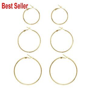Sterling Silver Hoop Earrings Set Hypoallergenic Thin Loop Elegant Minimal